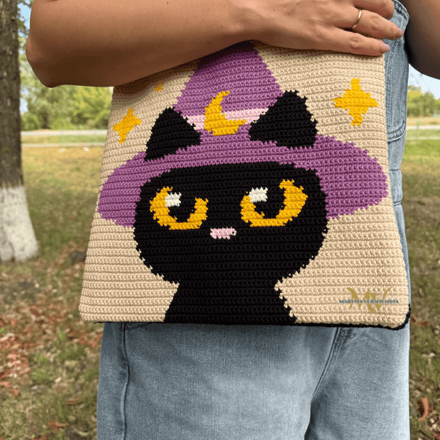 Black Cat hat bag Crochet Bag Pattern