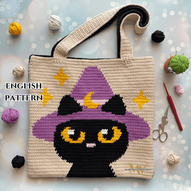 Black Cat hat bag Crochet Bag Pattern