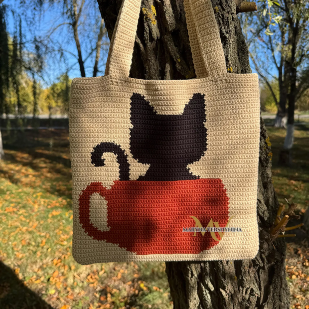 Cat in a cup bag crochet pattern