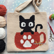Cat in a cup bag crochet pattern