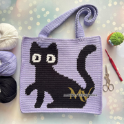 Black Cat on Purple Bag Crochet Pattern