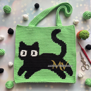 Black Cat on Green Bag Crochet Pattern