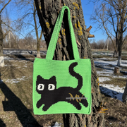 Black Cat on Green Bag Crochet Pattern