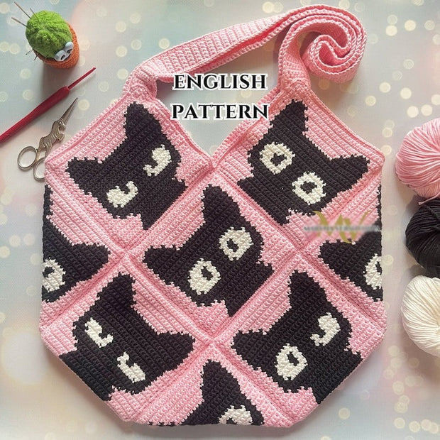 Pink Kitty cat bag Crochet Pattern