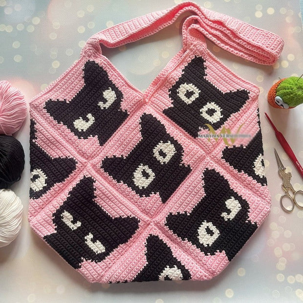 Pink Kitty cat bag Crochet Pattern
