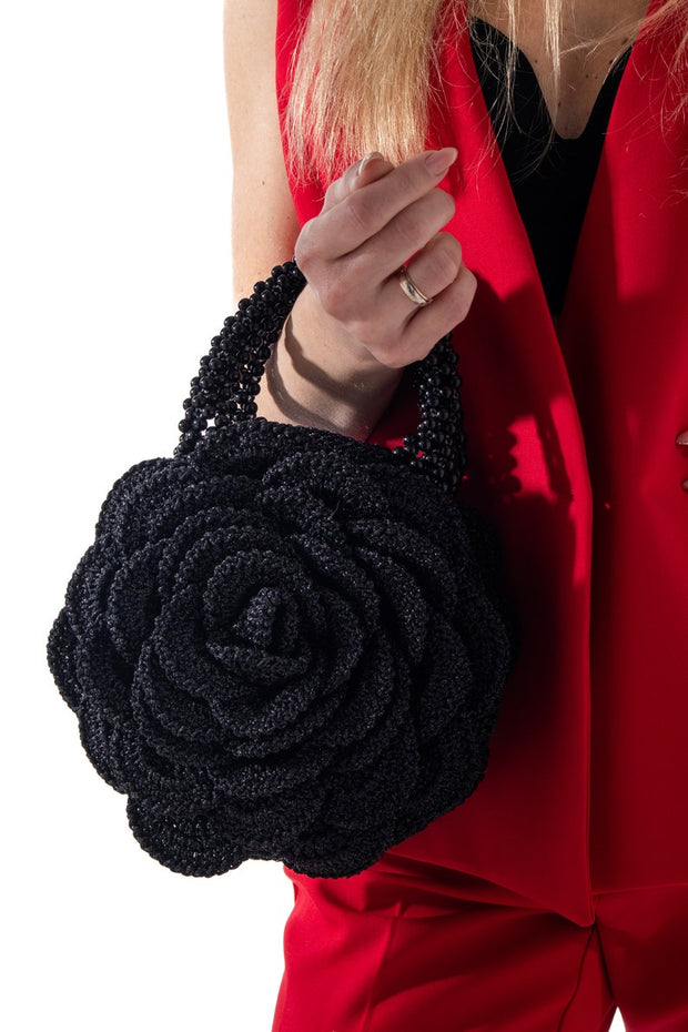 Rose Crochet Bag Pattern with Beaded Handles
