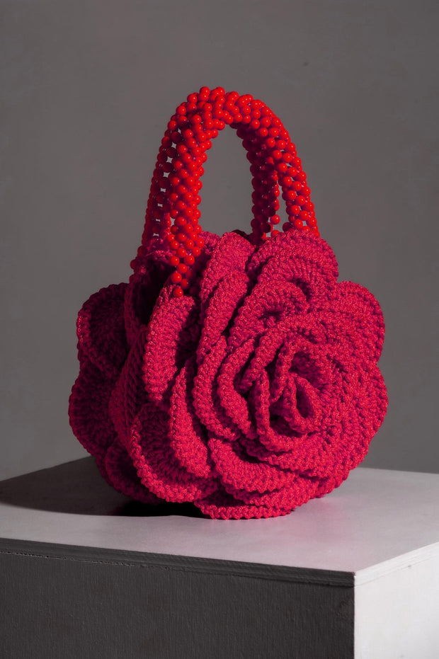 Rose Crochet Bag Pattern with Beaded Handles