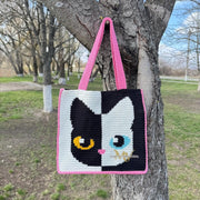 Face Black and white cat Bag Crochet Pattern